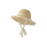 LVUNZJCA Chapeau de Paille pour Femme Chapeau de Protection Solaire Polyvalent en Dentelle for l'été(Beige)