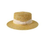 LVUNZJCA Chapeau de Paille pour Femme Chapeau Haut-de-Forme en Paille tissée Vintage d'été(Beige)