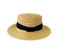LVUNZJCA Chapeau de Paille pour Femme Chapeau Haut-de-Forme en Paille tissée Vintage d'été(Khaki)