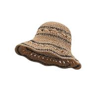 LVUNZJCA Chapeau de Paille pour Femme Chapeau Pare-Soleil tissé en Herbe de Style Pastoral Printemps et été(Khaki)