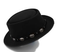 LVUNZJCA Chapeaux de Jazz pour Hommes Chapeau de Jazz rétro à Dessus Plat, Chapeau Melon Classique Britannique for Hommes et Femmes(Colour 1)
