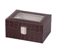 LVUNZJCA Coffret de Montres Faux Affichage en Cuir Montre Boîte de Rangement Ecrin fenêtre Transparente Boucle en métal 3 Machines à sous(Coffee)