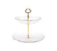 LVUNZJCA Corbeille de Fruits Trois délicate couche double Fruit Plate Sucrerie Modern Living Salle Afternoon Tea Snack rack européen pour la Maison et le Bureau(Clear,25.5X20X26cm)