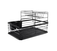 LVUNZJCA Égouttoir à Vaisselle Support de rangement for vaisselle en fer forgé, évier multifonctionnel pour Ustensiles de Cuisine(Black,Double layer)
