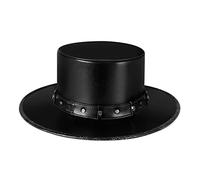LVUNZJCA Haut-de-Forme Steampunk Chapeau en Cuir PU Gentleman Topper Punk Party Stage Performance Costume
