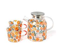 LVUNZJCA Pichet à Eau Puche à Eau en Verre Juice THAPOT Teapot Set Resistance Thermos Bottle Pichet à Eau et à Fruits(with Two Cups)