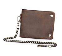 LVUNZJCA Portefeuille à Chaîne pour Hommes Étui à Cartes en Cuir Crazy Horse de qualité Vintage de Conception Masculine