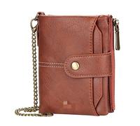 LVUNZJCA Portefeuille à Chaîne pour Hommes Homme Zero Wallet Short Multi Card Bag Vertical Chain(Marron)
