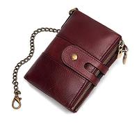 LVUNZJCA Portefeuille à Chaîne pour Hommes Mini Portefeuille en Cuir Souple et Durable for Hommes avec chaîne(Rouge)