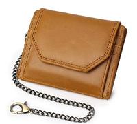 LVUNZJCA Portefeuille à Chaîne pour Hommes Porte-Cartes Ultra-Mince en Cuir Souple for Mini-Cartes de crédit for Homme(Marron)