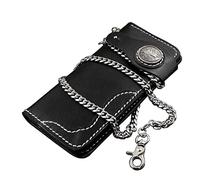LVUNZJCA Portefeuille à Chaîne pour Hommes Porte-Monnaie en Cuir de motard for Hommes avec Fermeture à Pression et chaîne à maillons de Collier