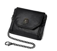 LVUNZJCA Portefeuille à Chaîne pour Hommes Portefeuille Court for Homme en Cuir avec Clip for Poche à Monnaie et chaîne RFID(Schwarz)