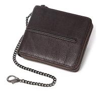 LVUNZJCA Portefeuille à Chaîne pour Hommes Portefeuille for Homme Portefeuille en Cuir Portefeuille Court for Homme avec chaîne(Coffee)