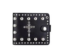 LVUNZJCA Portefeuille à Chaîne pour Hommes Portefeuille for Hommes Fashion Cross Skull Short Horizontal Riveted Ball Wallet