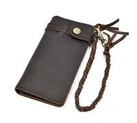 LVUNZJCA Portefeuille à Chaîne pour Hommes Portefeuille Homme Portefeuille Double Pliant Cuir Homme avec Chaîne(Dark Brown)