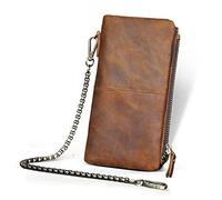 LVUNZJCA Portefeuille à Chaîne pour Hommes Portefeuille Organisateur de chaîne de Boucle de boîte de Carte de carnet de chèques de Mode en Cuir