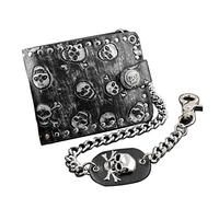 LVUNZJCA Portefeuille à Chaîne pour Hommes Punk Metal Skull Money Portefeuille en Cuir Noir for Homme avec Une chaîne