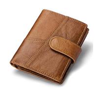 LVUNZJCA Portefeuille court en cuir pour homme avec porte-cartes de crédit et porte-cartes de visite, marron, 10x12.5x2cm