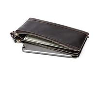 LVUNZJCA Portefeuille en cuir pour homme - Long portefeuille de voyage - Porte-cartes d'affaires, café, 11x21.5cm