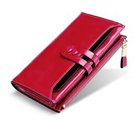 LVUNZJCA Portefeuille pour Femme Portefeuille for Femme Multi Card Vintage Oil Wax Leather Brush Clutch(Rose)