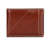 LVUNZJCA Portefeuille pour Hommes Portefeuille en Cuir décontracté for Hommes, Portefeuille Court en Cuir floqué ciré à l'huile(Marron)