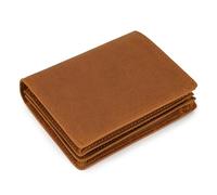 LVUNZJCA Portefeuille pour Hommes Portefeuille en Cuir Vintage Portefeuille Court en Cuir Zip Coin Pouch Portefeuille à Deux Volets(Reddish Brown)
