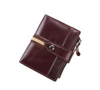 LVUNZJCA Portefeuille pour Hommes Portefeuille for Hommes Vintage en Cuir ciré à l'huile Portefeuille Court en Cuir Pochette à Fermeture éclair