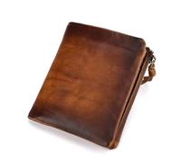LVUNZJCA Portefeuille pour Hommes Portefeuille rétro à Double Fermeture éclair for Hommes, Couche de tête Vintage en Peau de Vache, Sac for Hommes