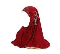 LVUNZJCA Turbans pour Femmes Chapeau plissé en chaîne for femmes, écharpe de tête, écharpe à capuche, Turban Couvre-chefs(rouge)