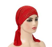LVUNZJCA Turbans pour Femmes Foulard simple enveloppant for femme, chapeau hijab Couvre-chefs(rouge)
