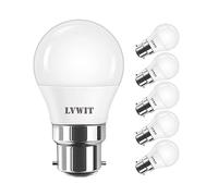 LVWIT 4.5W Ampoule LED B22 G45, 470Lm Equivalente à 50W, 2700K Blanc Chaud, Non-Dimmable, Lot de 6