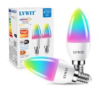 LVWIT 4.9W Ampoule Connectée E14, Lampe Smart Ampoule LED Bougie WIFI, Remplace 40W Ampoule Incandescent, Compatible avec Alexa et Google Assistant, 470Lm, Lot de 2