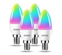 LVWIT 4.9W Ampoule Connectée E14, Lampe Smart Ampoule LED Bougie WIFI, Remplace 40W Ampoule Incandescent, Compatible avec Alexa et Google Assistant, 470Lm, Lot de 4