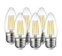 LVWIT 4W Ampoule LED Filament E27 C35, Ampoule à Bougie, 2700K Blanc Chaud, 470lm 80Ra, Non-Dimmable, Lot de 6