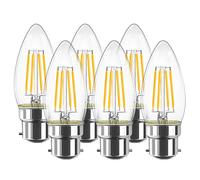 LVWIT 4W C35 B22 Ampoule LED à Filament, Bougie Ampoule, 2700K Blanc Chaud, 470lm 80Ra, Non Dimmable, Lot de 6