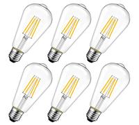 LVWIT 4W Edison Ampoule Filament LED E27 ST64 (Ampoules Incandescences Décorative 40W), 470Lm Blanc Chaud 2700K, Lampe Vintage Ampoule Rétro, Non-dimmable, Lot de 6