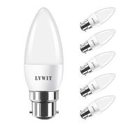 LVWIT 5W Ampoules à Bougies LED B22, Equivalente à 40W Ampoules Incandescentes, 2700K Blanc Chaud 470Lm, Non-Dimmable, Lot de 6