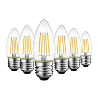 LVWIT 7W Ampoule LED Filament E27, Equivalent à Ampoule Incandescence 75W, 1055Lm 2700K Blanc Chaud, Bougie Forme C35 Rétro, Ampoule Edison Vintage, Non Dimmable, Lot de 6