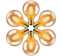 LVWIT Ampoule à filament LED E27 G80 6.5W, 650Lm Equivalent à Ampoule Incandescente 51W, Lampe Rétro Edison en Verre Brun, 2500K Blanc Chaud, Non-Dimmable, Lot de 6