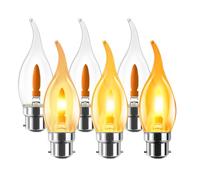 LVWIT Ampoule B22 Led à Filament, 1W Ampoule B22 Blanc Chaud, Ampoules Simulant des Flamme Ondulantes, Ampoules dambiance, Modélisation de la Flamme, 1800K Crépuscule, Non-dimmable, Lot de 6 Bombillas