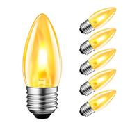 LVWIT Ampoule E27 LED à Filament, 1W Ampoule Flamme, Ampoules Décoratives à faible Luminosité, Bougie Forme C35 Rétro, 1800K Crépuscule, Non-dimmable, 2 Modes de Simulation, Lot de 6