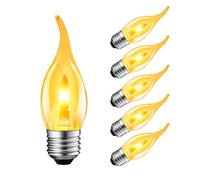 LVWIT Ampoule E27 LED à Filament, 1W Ampoule Flamme, Ampoules Décoratives à faible Luminosité, Modélisation de la Flamme, 1800K Crépuscule, Non-dimmable, 2 Modes de Simulation, Lot de 6 Bombillas