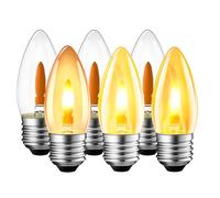 LVWIT Ampoule E27 LED Blanc Chaud, 1W Ampoule Veilleuse, Ampoules Flamme E27, Ampoules Simulant des Flamme Ondulantes, C35, 1800K Crépuscule, Non-dimmable, Lot de 6