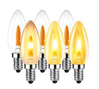 LVWIT Ampoule LED à Filament, 1W Ampoule E14 Blanc Chaud, Veilleuse Ampoules Flamme E14, Ampoules Simulant des Flamme Ondulantes, C35, 1800k Ambré, Non-dimmable, Lot de 6