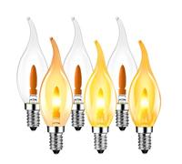 LVWIT Ampoule LED E14 à Filament, 1W Ampoule E14 Blanc Chaud, Ampoules Simulant des Flamme Ondulantes, Ampoules Dambiance, Modélisation de la Flamme, C35, 1800K Crépuscule, Non-dimmable, Lot de 6