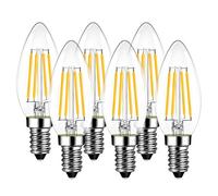 LVWIT Ampoules Bougie à Filament LED E14, 6W Equivalente à Ampoule halogène 60W, 806Lm 2700K Blanc Chaud, Ampoule rétro vintage, Non-dimmable, Paquet de 6