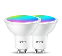 LVWIT GU10 Ampoule Connectée Alexa, 4.9W Smart Ampoule LED Avec WIFI 350Lm, Compatible avec Alexa et Google Assistant,Remplace 35W Ampoule Incandescent, Lot de 2