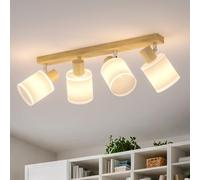 LVWIT Luminaire Plafonnier Intérieur Bois, 4 Spot de Plafond, E14 Éclairage de Plafond, Luminaire Intérieur, Plafonnier Led Cuisine, Couloir, Salon, salle à Manger (Ampoule non incluse)