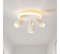 LVWIT Luminaire Plafonnier LED, Spot de Plafond Blanc GU10, éclairage de Plafond à 3 Lumières Pour Salon, Base Round Avec Barre Lumineuse Intégrée (Sans Ampoule)