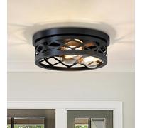 LVWIT Luminaires Intérieur Plafonnier Noir, Plafonnier LED Cuisine, φ30CM Éclairage de Plafond 3 Luminaires Circulaire, E27 Lampes de plafond Pour Couloir, Chambre, Restaurant (Ampoule non incluse)